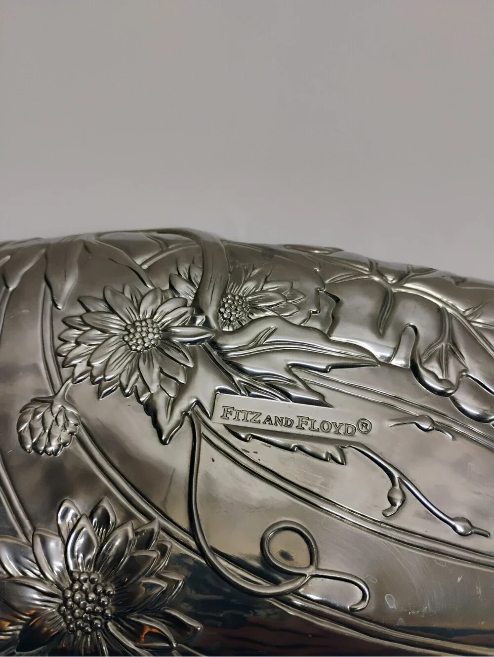 Vintage Fitz And Floyd Metal Sunflower Jewelry Candy Trinket Tray